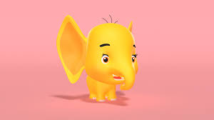 cute yellow baby elephant cartoon 3d
