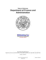 Arkansas Withholding Tax Tables And Instructions For