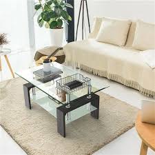 Costway Black Wood Coffee Table With