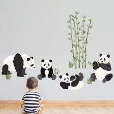 Large Panda Wall Decals And Bamboo