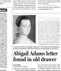 abigail adams letter found in drawer