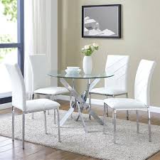 Round Glass Dining Table And 4 White