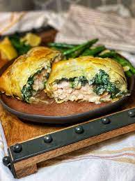 phyllo wrapped spinach salmon dinner