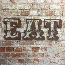 Eat In Rusty Metal Letters Kitchen Wall