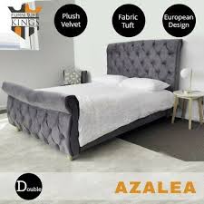 Azalea Double Bed Frame Studded Fabric