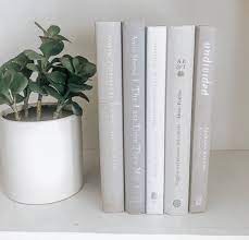 bundle of light grey decorative books