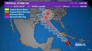 Tropical Storm Ida: Forecast cone ...