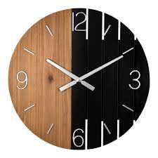 Natural Black Wooden Wall Clock 24