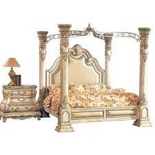 Cielle antique white king platform bed. Victorian Inspired Antique White Luxury California King Poster Canopy Bed Bedroom Sets Aliexpress