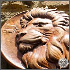 Lion Wood Carving Wall Hanging Forged