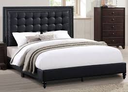 amelia black faux leather tufted queen