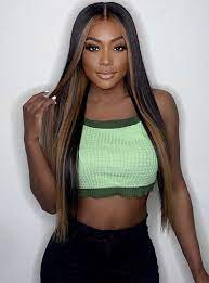 Yahne Money Piece Golden Brown Highlight Lace Front Wig - BEYOU029