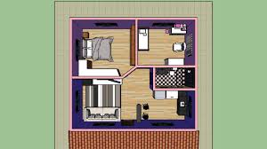 planta de casa térrea com 2 quartos e salas de jantar e estar integradas. Planta 3d Casa 2 Quartos Cozinha Americana Youtube