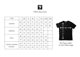 t shirt factory size chart