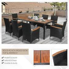 Outsunny Black 9 Pieces Steel Rattan