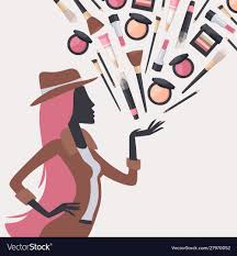 woman silhouette with beauty cosmetics