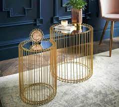 Set Of 2 Round Cage Table Mirror Top