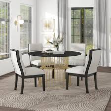 Round Glass Top Gold Dining Set