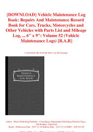 Download Vehicle Maintenance Log Book Repairs And
