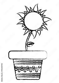 Sketch Of Flower Pot Icon Over White