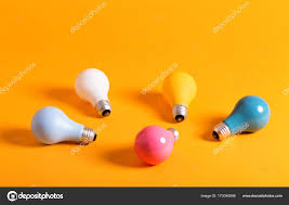 Colored Light Bulbs On A Yellow Background Stock Photo C Melpomene 173040898