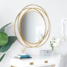 Round Framed Gold Wall Mirror