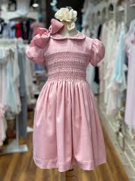 baby s pink hand smocked dress with