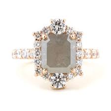 rose cut grey diamond enement ring