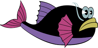 purple fish with big eyes and big lips