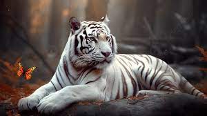 beautiful white tiger at home wallpaper