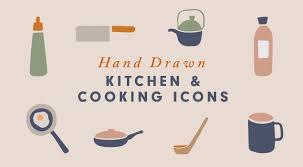 hand drawn kitchen and cooking icons
