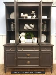 chalk painted hutch and china cabinet