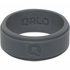 Qalo Men S Charcoal Step Edge Q2x Silicone Wedding Ring