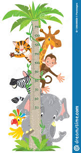 Giraffe Monkey Tiger Meter Wall Or Height Chart Stock