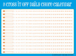 Cross It Off Daily Chore Calendar Blue With Orange Free Printable