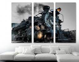 Old Coal Train Decor Canvas Print Wall