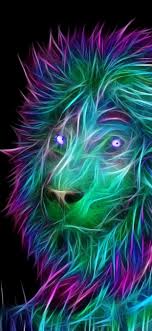 abstract 3d art lion colorful hair