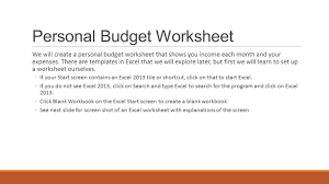 Excel Creating A Worksheet And Chart Personal Budget