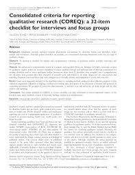Globally there is an increasing awareness of the impor tives to promote research and innovation. Pdf Consolidated Criteria For Reporting Qualitative Research Coreq A 32 Item Checklist For Interviews And Focus Groups