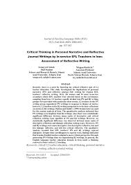 pdf critical thinking in personal narrative and reflective journal pdf critical thinking in personal narrative and reflective journal writings by in service efl teachers in assessment of reflective writing