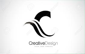 C Letter Design Brush Paint Stroke Letter Logo With Black Paintbrush