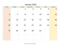 Printable Monthly Calendar 2019 Free Calendar Template Com
