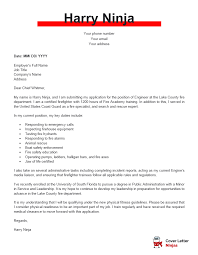 a powerful firefighter cover letter