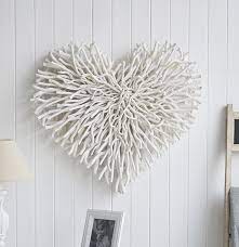 Large Chunky White Wood Twig Heart 55