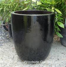 Large Tall Glazed Black Brown U Pots