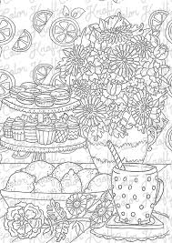 Elegant tea party coloring book by kent sorsky issuu. Country Tea Party Coloring Page Printable Digital Etsy