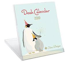 Faux Designs 2019 Foil Embossed Desk Calendar With Convertible Stand