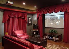 Home theater curtains all around room. Red Velvet Home Theater Drapery Home Cinema Room Home Theater Curtains Home Theater Rooms