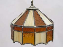Retro Amber Slag Stained Leaded Glass