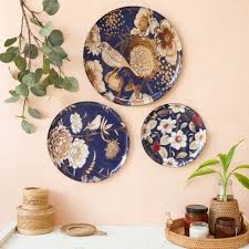 Oriental Blooms Wall Plates Set Of 3